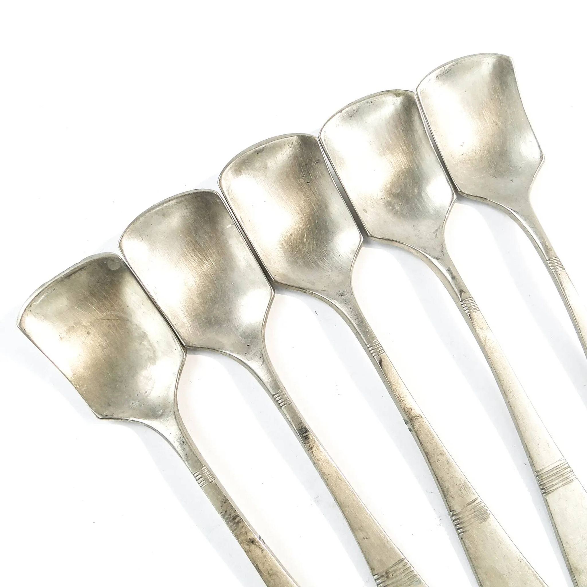 Set of 5 ice cream spoons, silver-plated white metal, Germany, 1930s