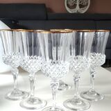 Lot of 6 x Large Wine Glasses. Valencay Gold/Crystal d'Arques model.