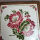 Dessous de plat ancien bois & faïence florale