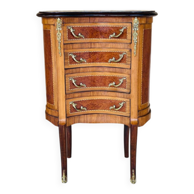 Commode style Louis XV en loupe d'orme et noyer