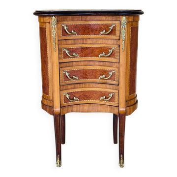 Louis XV style commode in elm burl and walnut