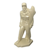 Ceramic sculpture signed Le Jan – Art Deco Skier