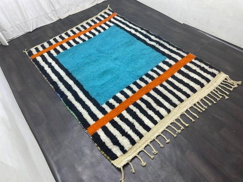 Handmade pure wool rug, size 100 x 200 cm