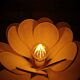 Flower table lamp made of rattan and ivory flannel petals