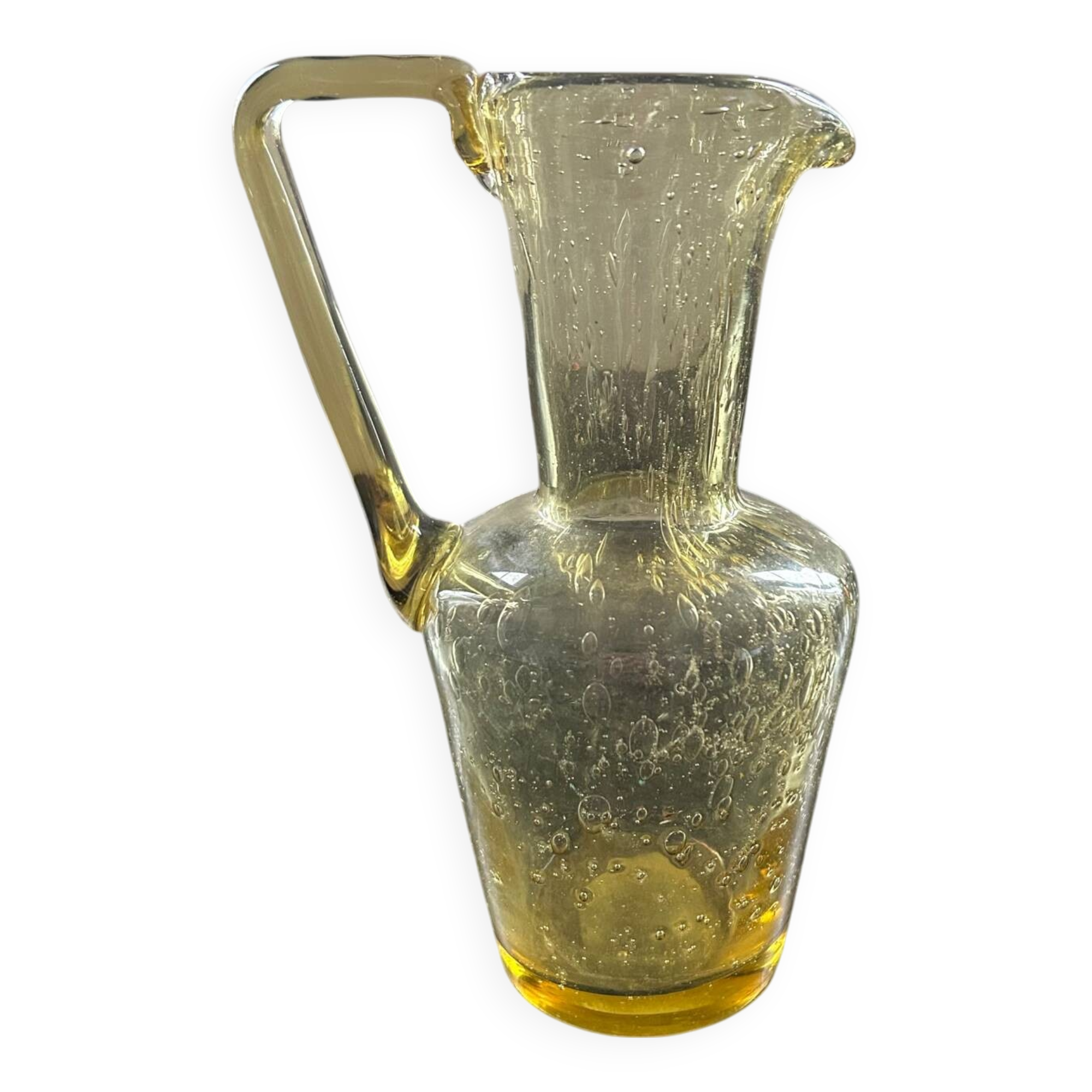 Bubbled glass style amber carafe