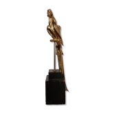 Sculpture décorative en laiton massif représentant un perroquet, années 1970, Palm Beach/Hollywood Regency