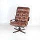 Fauteuil vintage en bois et cuir