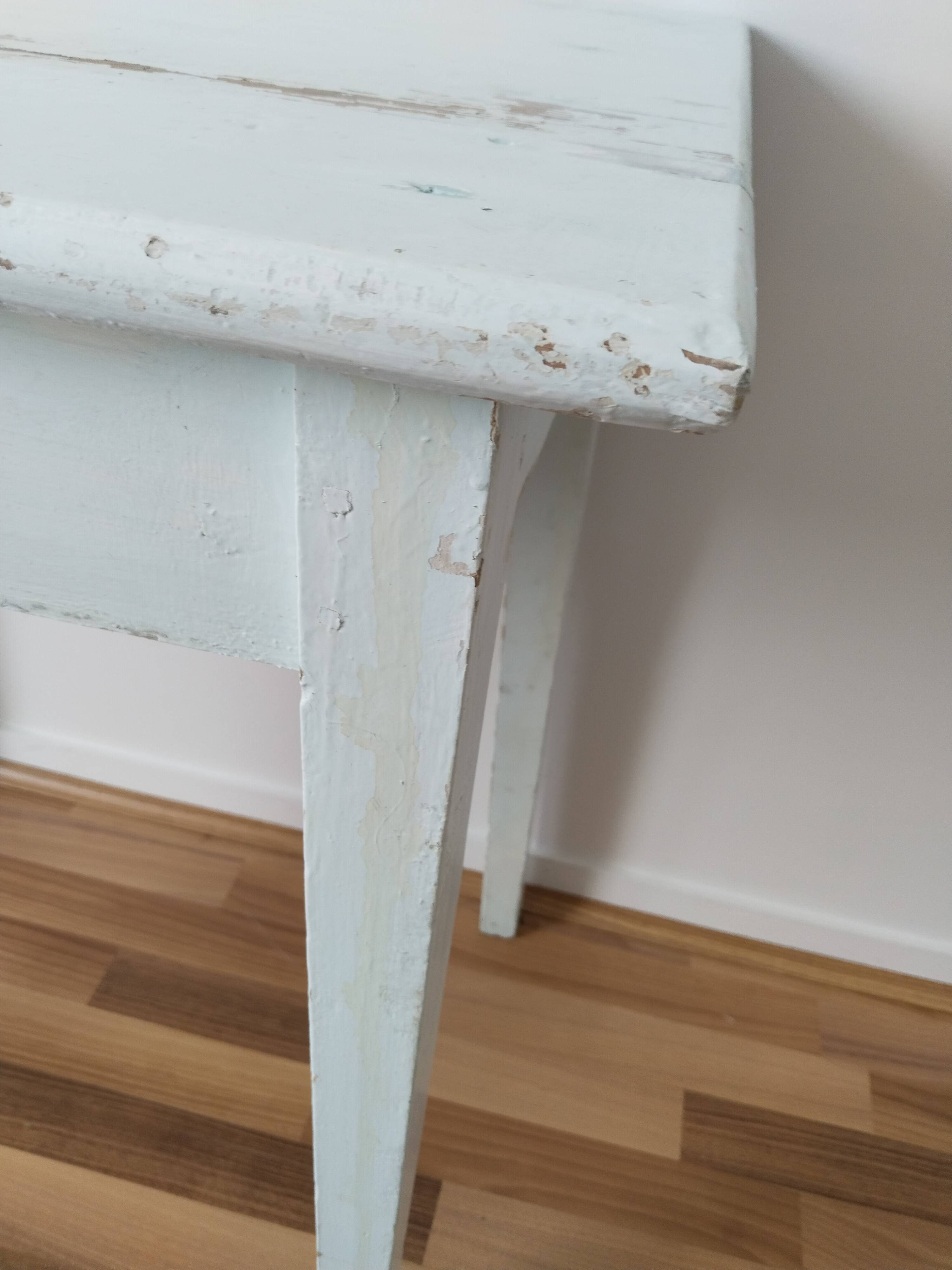 Farm table, kitchen table, rustic blue patina desk, 1950s