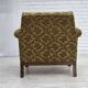 1960s, Danish armchair, furniture velour, carved oak wood.
