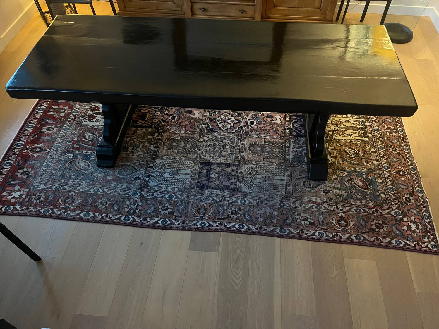 Monastery table in solid oak, black lacquered.