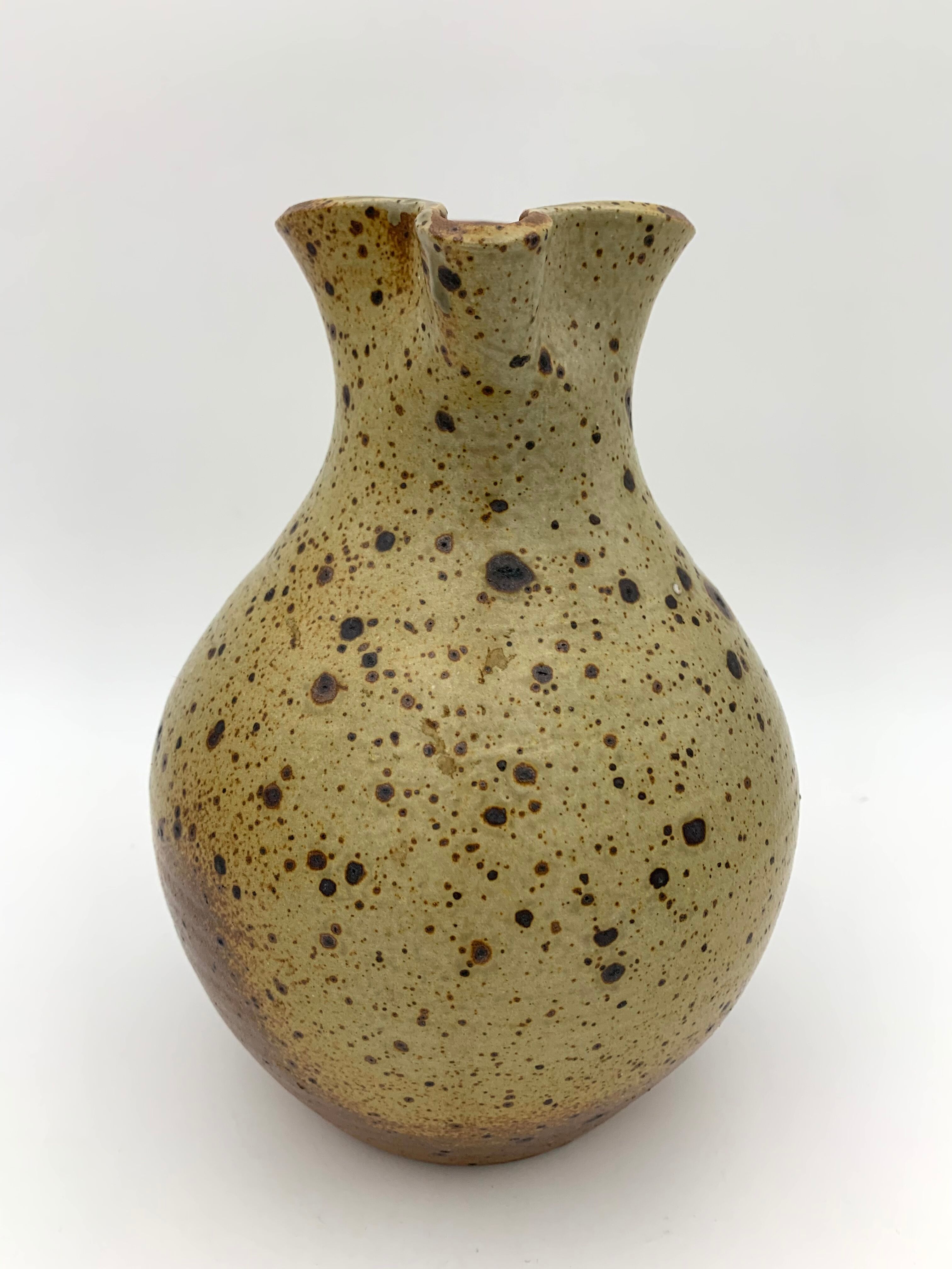 Vintage pyrity sandstone pitcher, Charles Gaudry Workshops, Puisaye Sandstone - 1970s