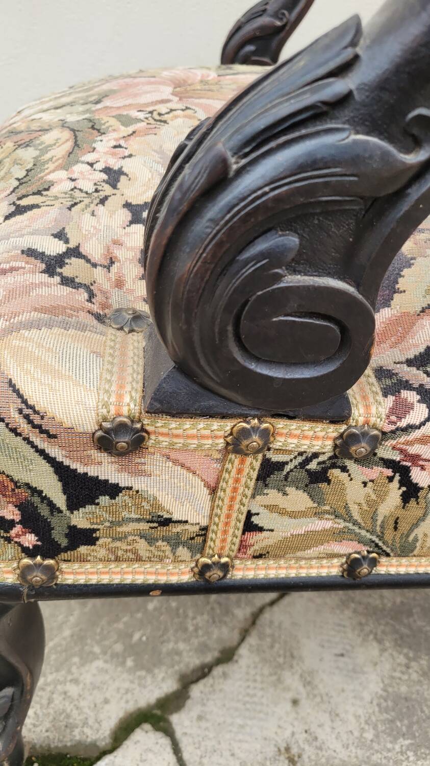 Napoleon III period armchair with floral tapestry, 19th century