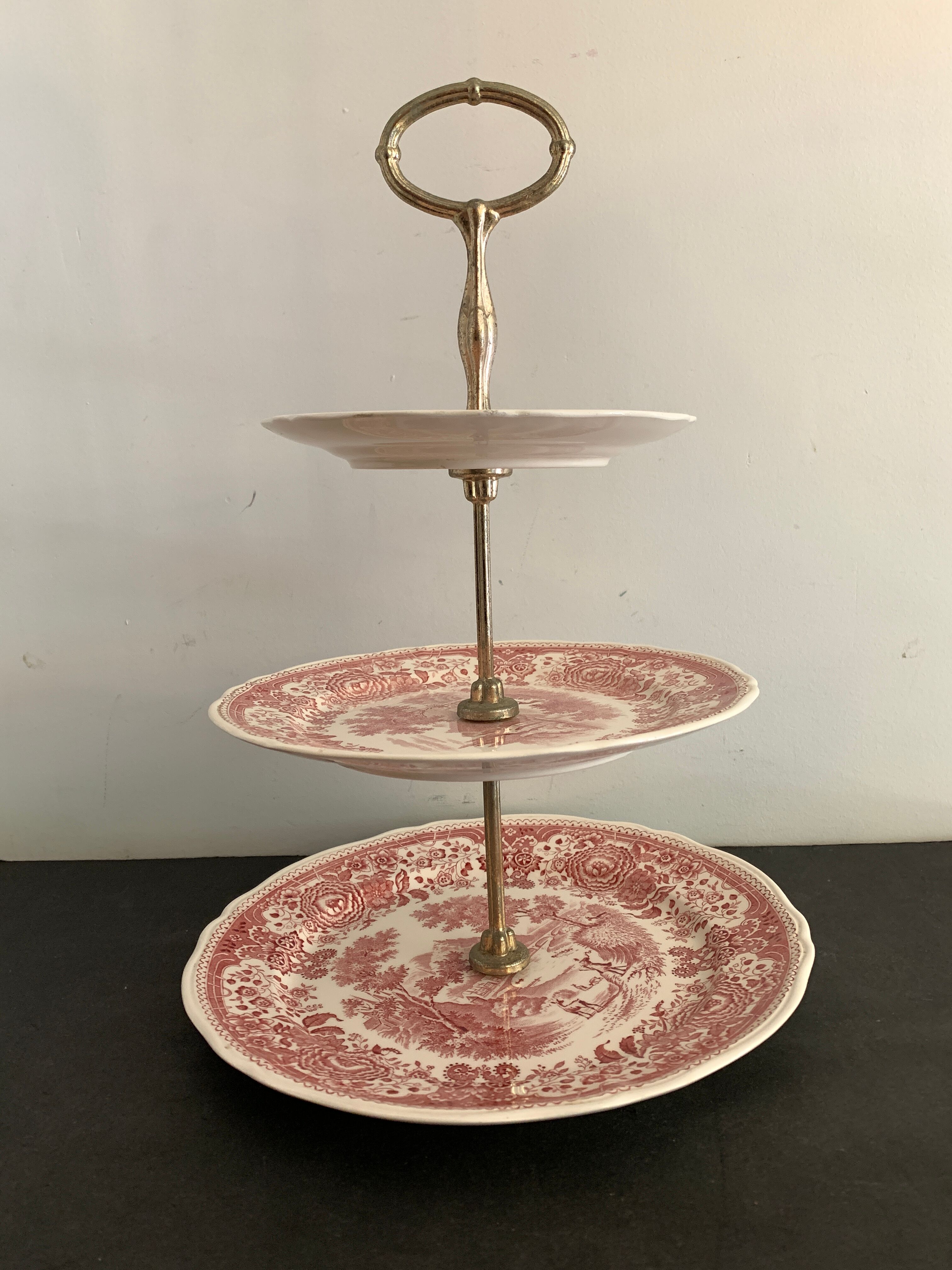 Display or cake holder in old Earthenware Villeroy and Boch, model Burgenland pink
