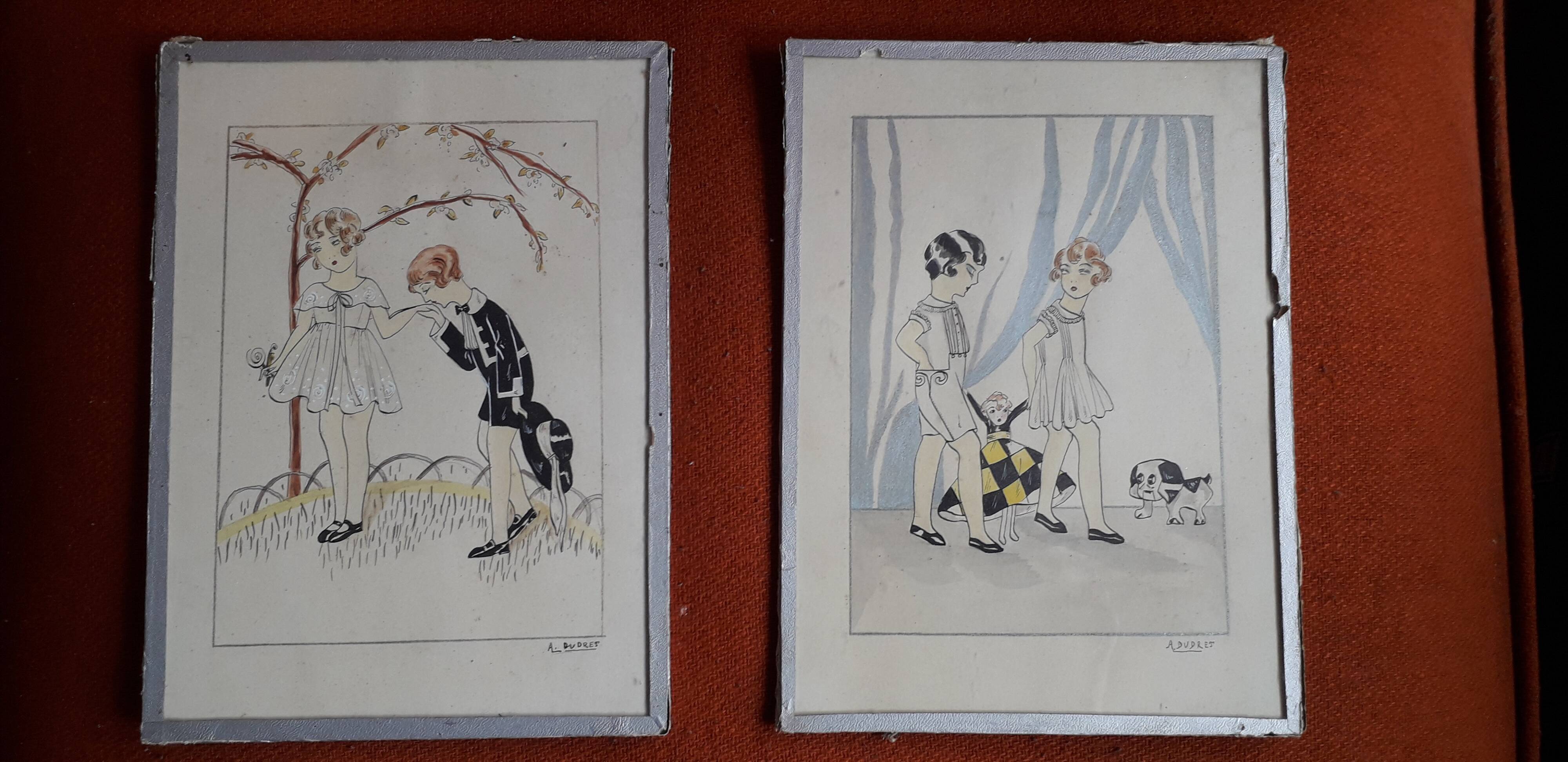 Very original illustration from the 1930s representing 2 characters