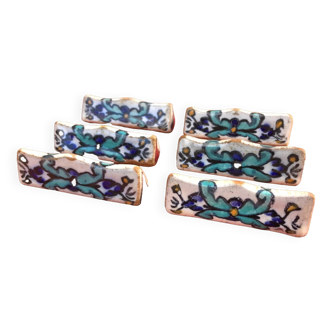 6 glazed ceramic knife rests from Nabeul, Atelier el-Kharraz.