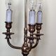 three-light candelabra lamp in metal and gilded brass, bouillotte lamp