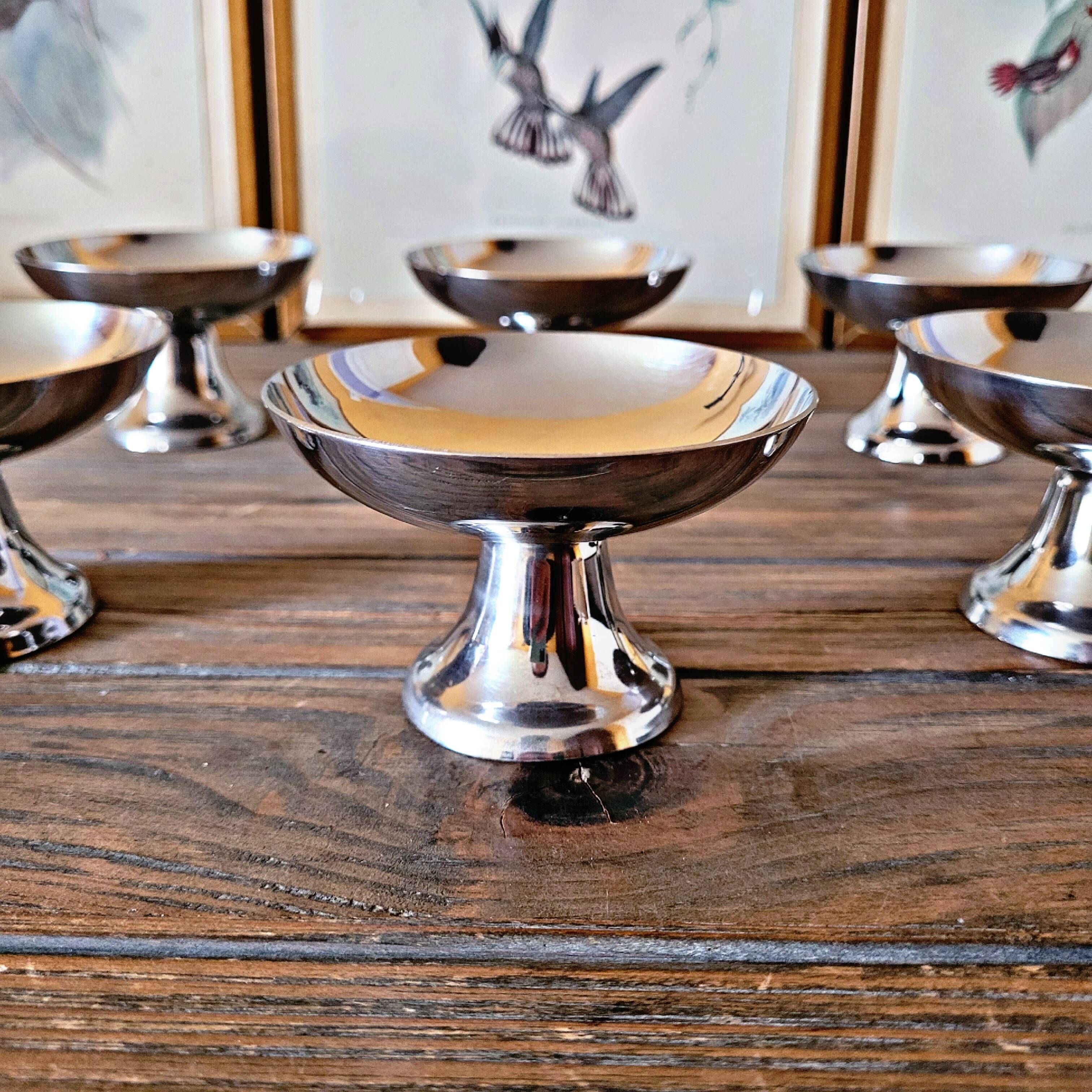 6 vintage stainless steel ice cream cups by Guy Degrenne (dessert, sorbet)