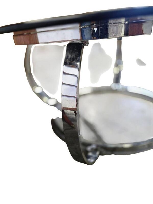 Table basse vintage chromée / table basse avec verre fumé