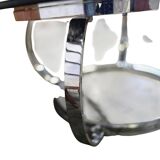 Table basse vintage chromée / table basse avec verre fumé