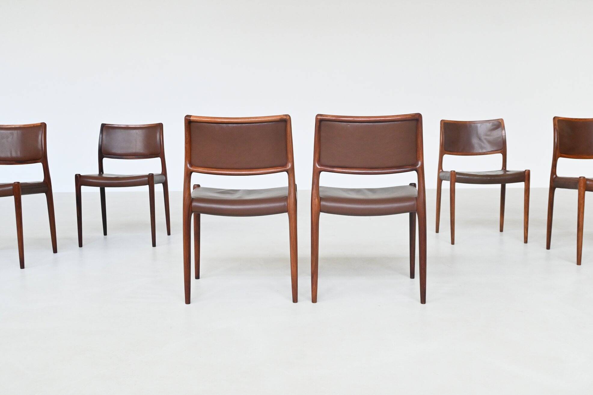 Niels Otto Moller model 80 dining chairs in rosewood Denmark 1960