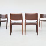 Niels Otto Moller model 80 dining chairs in rosewood Denmark 1960