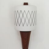 Scandinavian wall lamp in teak and opaline