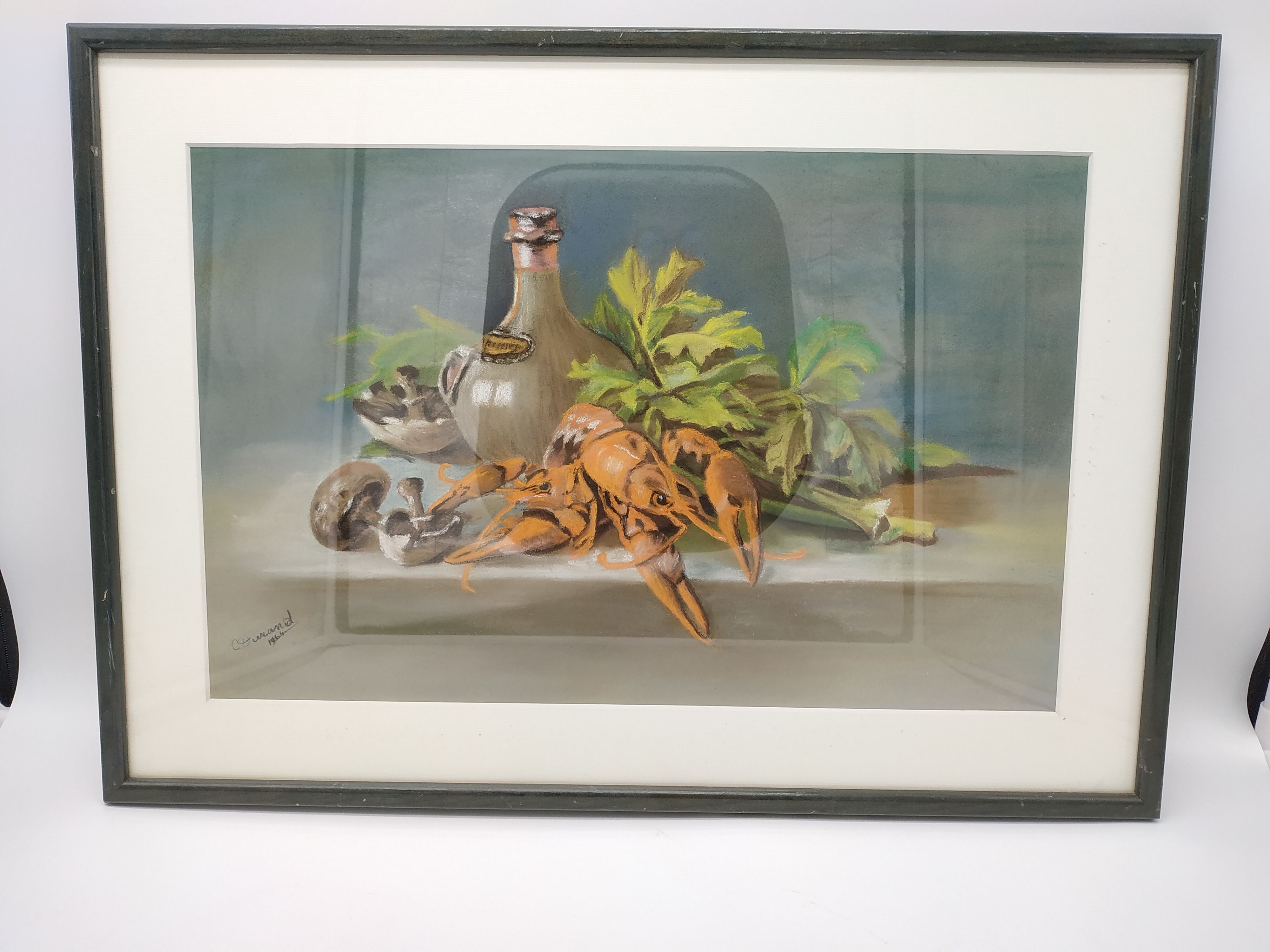 Still life with pastel Breton lobster