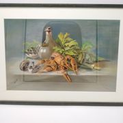 Still life with pastel Breton lobster