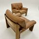 Pair of leather armchairs by Sapporo for Mobil Girgi, italy 1970s