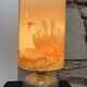 Vintage enamelled stoneware lamp with silk lampshade