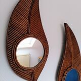 Paire de miroirs en rotin, 1960