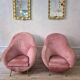 An elegant pair of armchairs with brass legs, Italy from the mid-20th century.