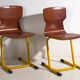 Retro yellow dining chairs (circa 1950). Set of 4 pieces.