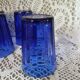 9 antique cobalt blue water glasses