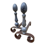 Pair of vintage geometric fire dogs