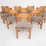 Set of 10 pinewood dining chair in the style of Ate van Apeldoorn, The Netherlands 1970's