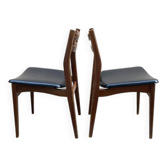 Paire de chaises scandinaves en palissandre et skaï