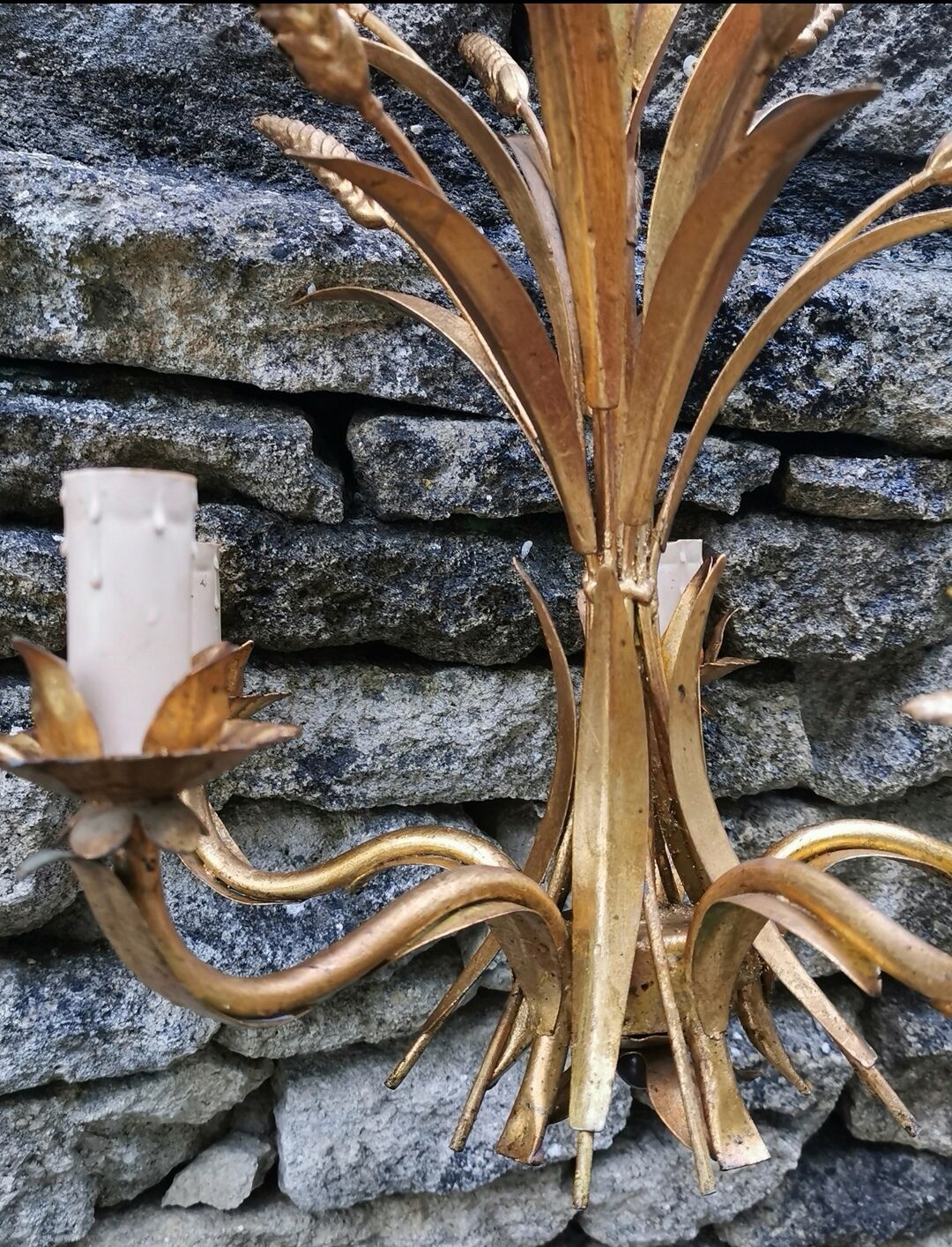 Nice chandelier 60s ears of wheat in 5 branches gilded metal