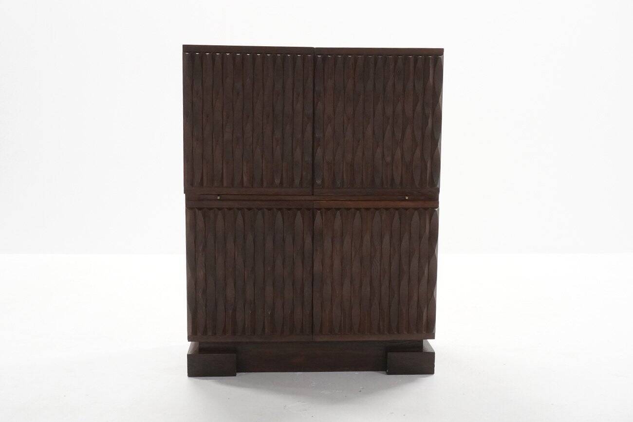 Vintage Brutalist Cabinet in Oak from Maison Aurora, Belgium, 1970s