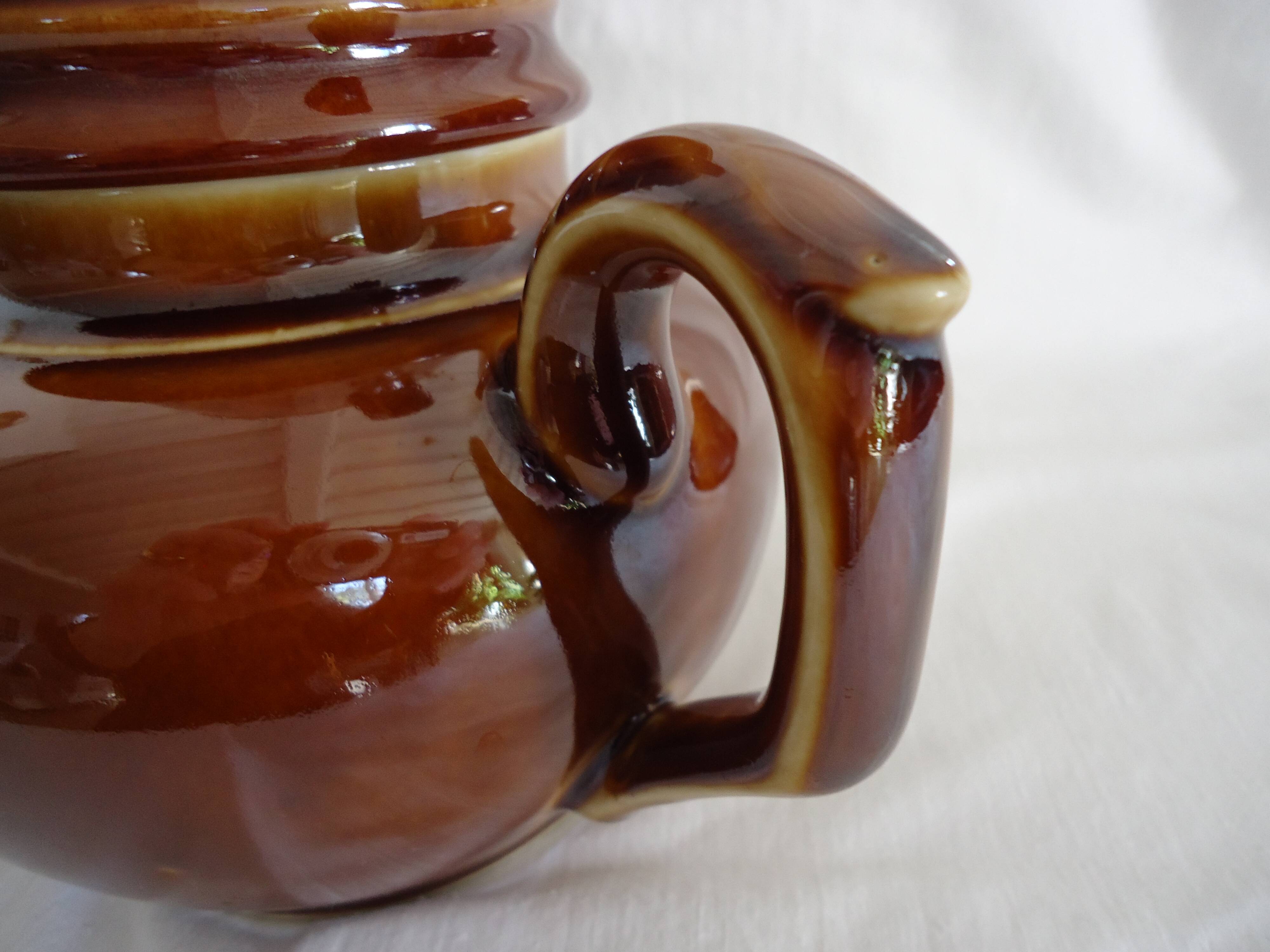 Vintage brown glazed ceramic teapot or herbal teapot