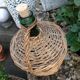 Green canister with wicker, vintage 60/70