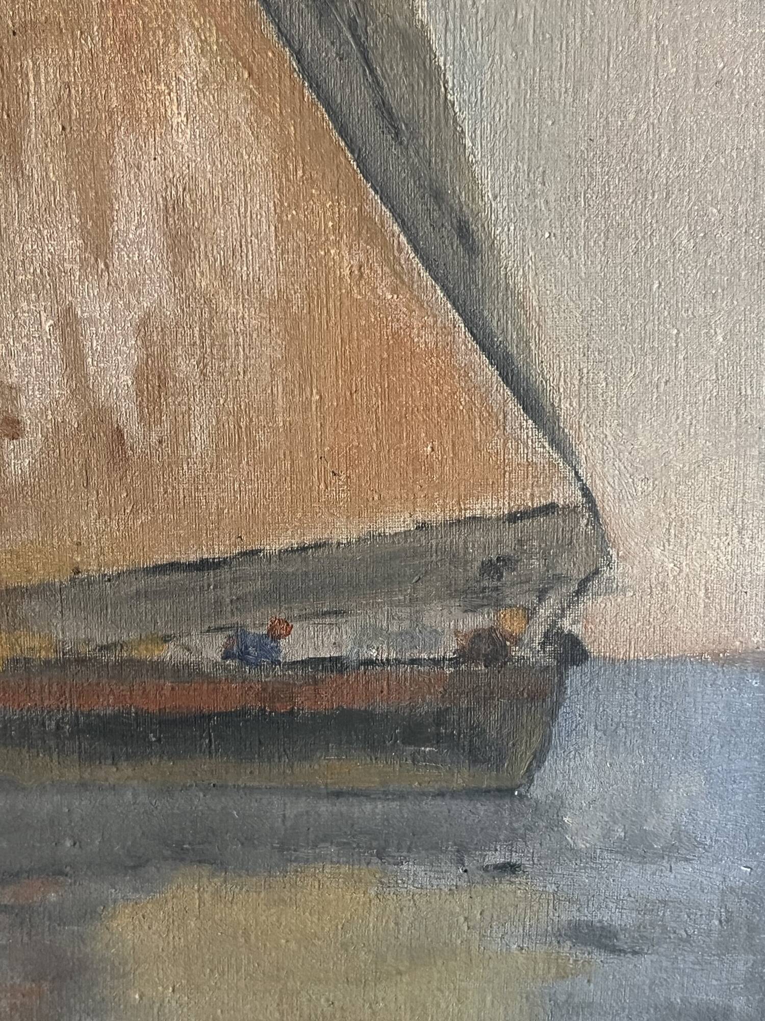 Huile sur toile bateau de pêcheurs