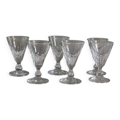 6 verres à vin Louis Philippe à cotes plates - Epoque XIXème