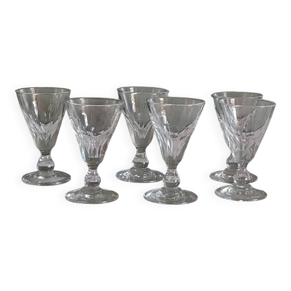 6 verres à vin Louis Philippe à cotes plates - Epoque XIXème