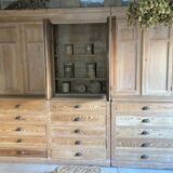 Old workshop furniture, 2 bodies with drawers and a cupboard.