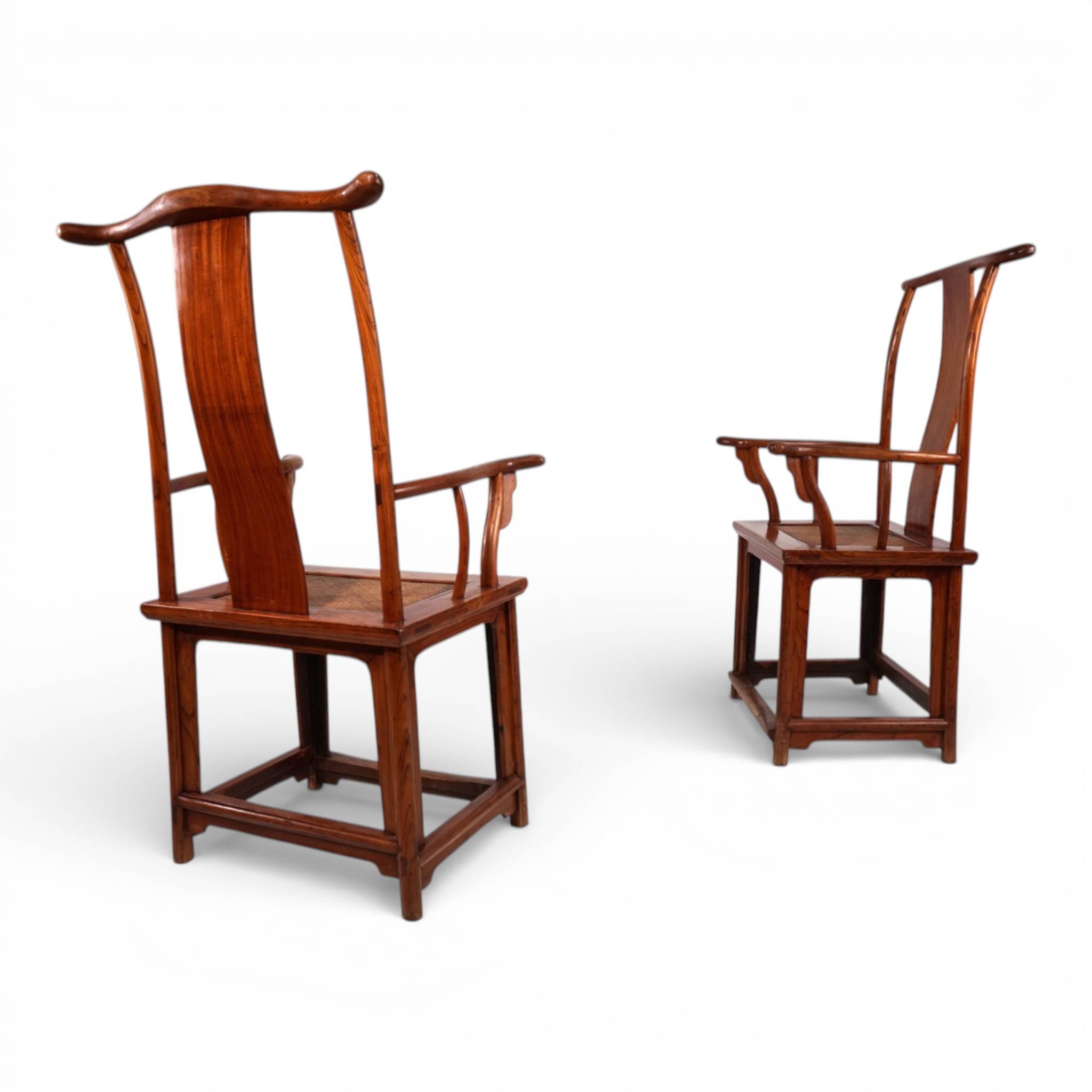 Set of 2 Chinese high-backed armchairs in the style of the Ming Dynasty, 19