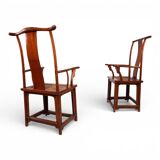 Set of 2 Chinese high-backed armchairs in the style of the Ming Dynasty, 19
