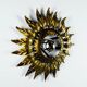 Sunburst ceiling light fixture or sconce in gilt wrought iron, Spain, circa 1960s