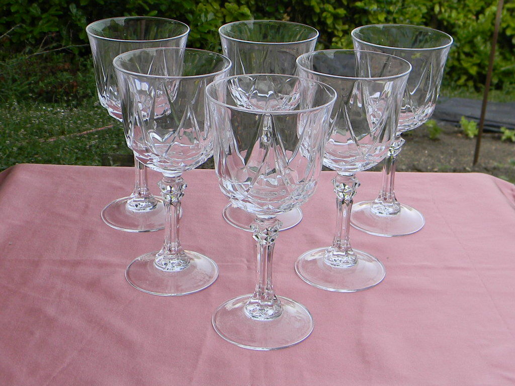 Lot de 6 verres à eau en cristal d'Arques modèle auteuil