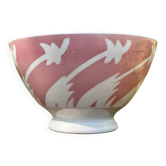 Ancien bol sur pied en faïence décor rose